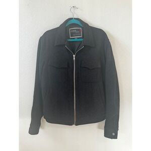 Guess Mens Wool Blend Bomber Jacket Charcoal Gray Full Zip Pockets Size M